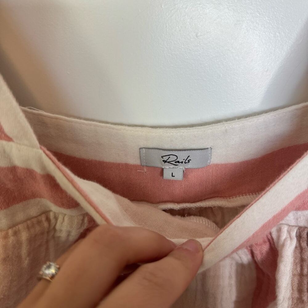 Rails Savon Cheyanne Pink Stripe Flutter Sleeve C… - image 3